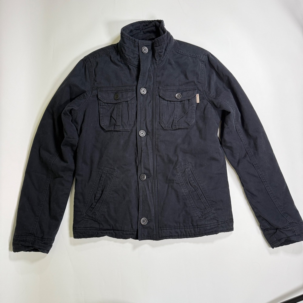 Hollister Field Jacket Mens Large Black Quilted Lining Utility Military Y2K